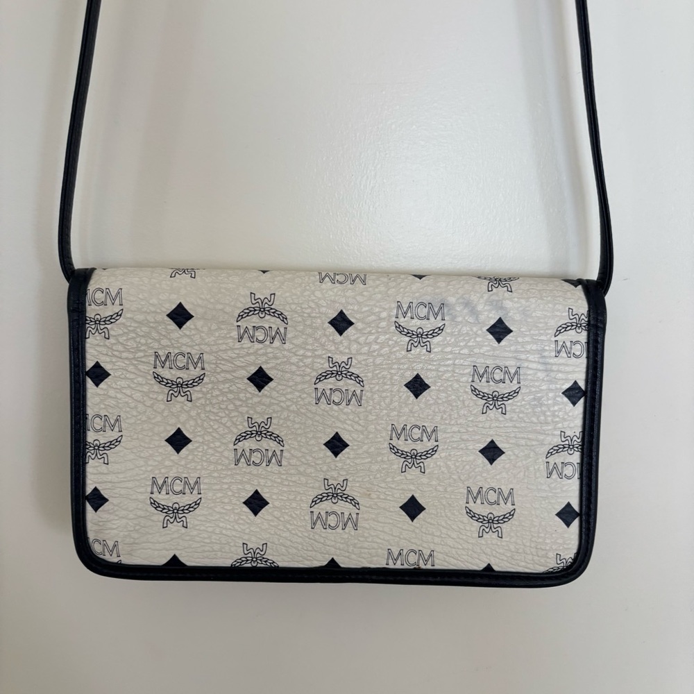 Authentic MCM Visetos Black and White Crossbody Bag- handmade in Germany - Picture 8 of 10